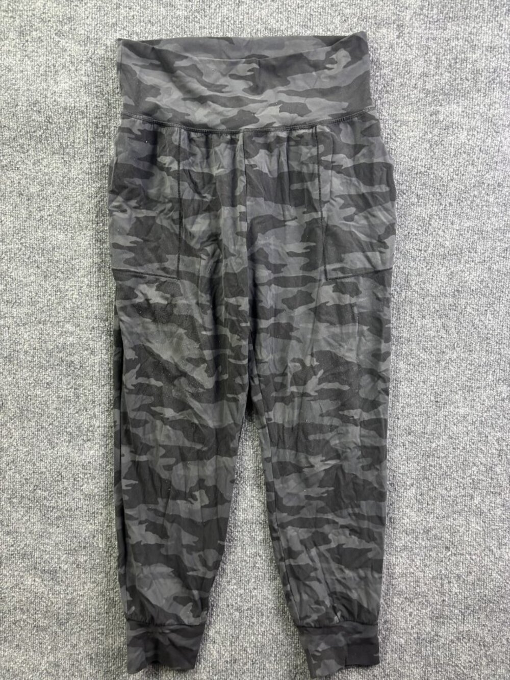 Athleta Jogger Pants‎ Womens M Gray Salutation Camo Jersey High Rise Yoga Lounge